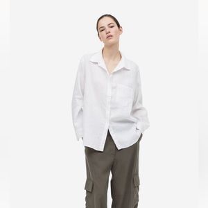 H&M Linen Shirt White Small
